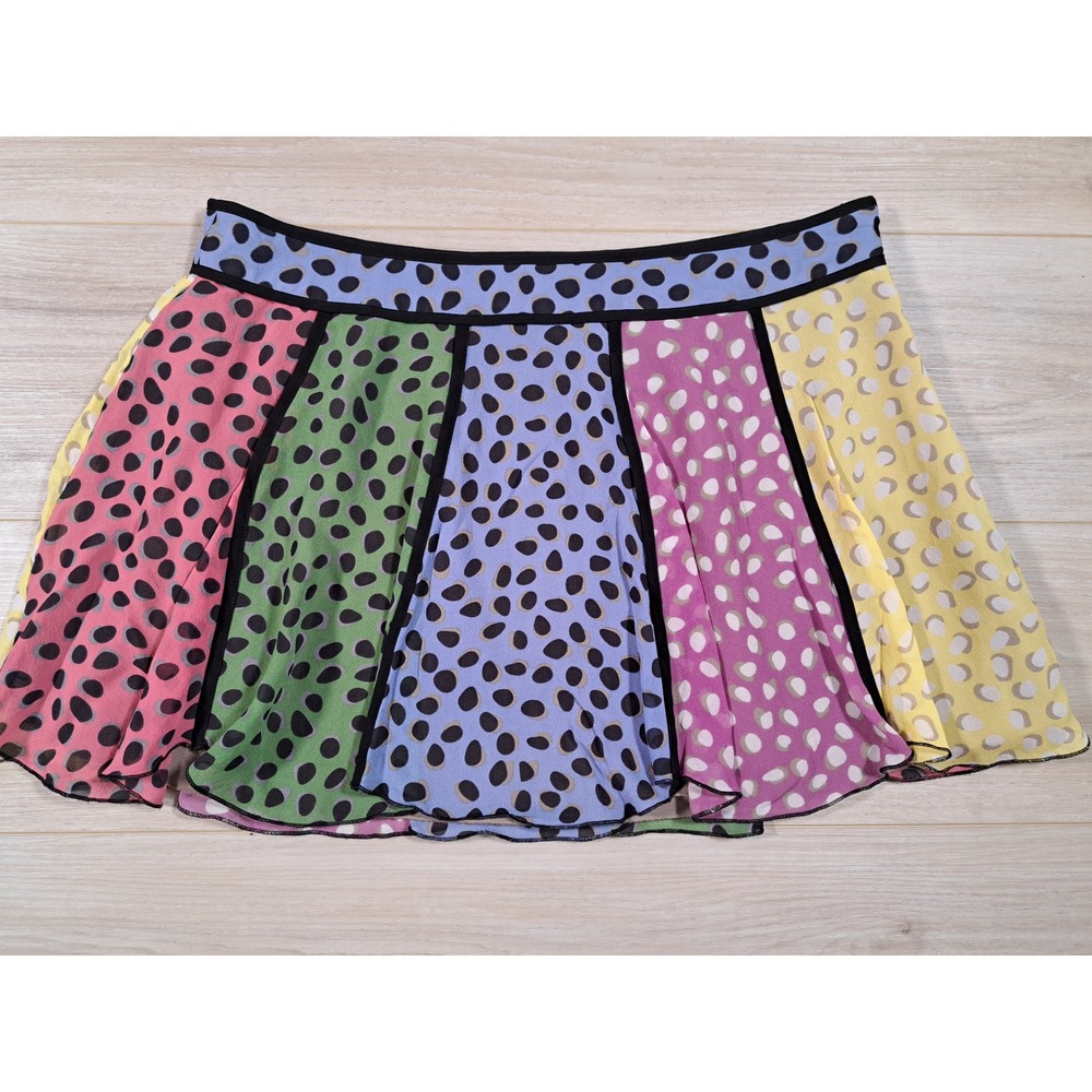 Forever 21 Collection Silk Colorblock Polka Dot Mini Skirt Womens‎ 8 Multi-Color